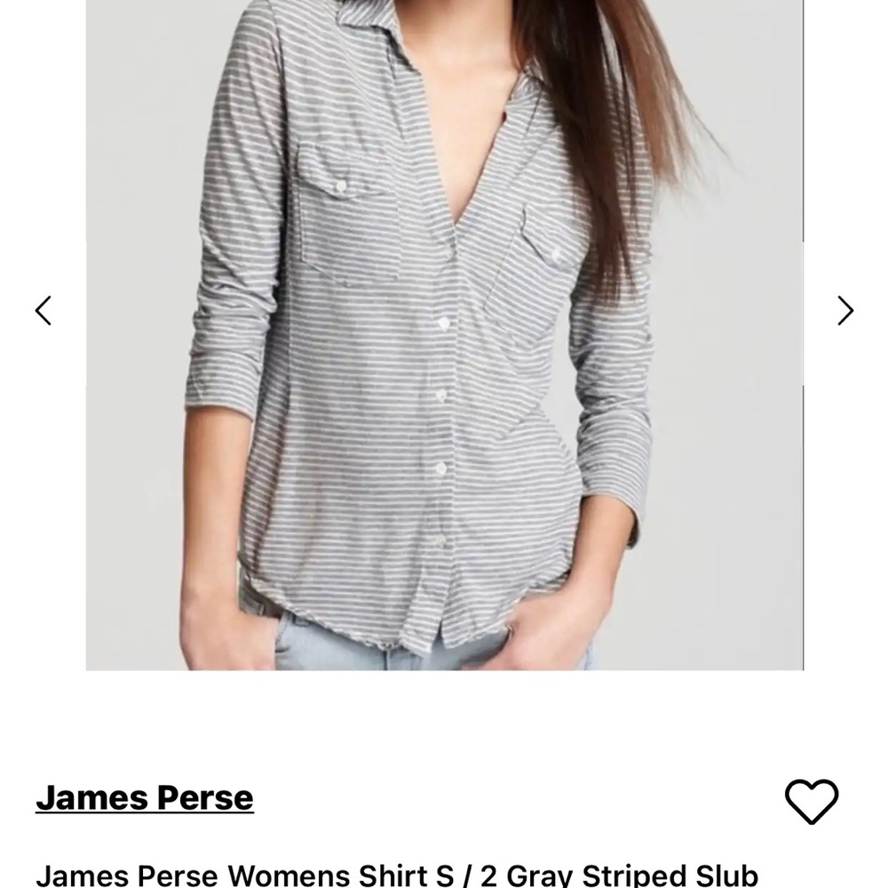 James Perse Gray and White striped Slub Cotton - Picture 2 of 2